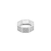 Close-up of Octagon Diamond Band in 925 silver jewelry.
Sterling silver Octagon Band with lab-grown diamonds.
Iced-out Octagon Diamond Band for men’s jewelry collection.
Women’s geometric Octagon Diamond Band in CZ stones.