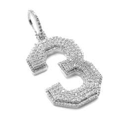 Hip hop jewelry Jersey Number Pendant in silver.
Men’s jewelry pendant with jersey number design.
Women’s jewelry pendant with diamonds in sterling silver.
Lab-grown diamond Jersey Number 3 Pendant.