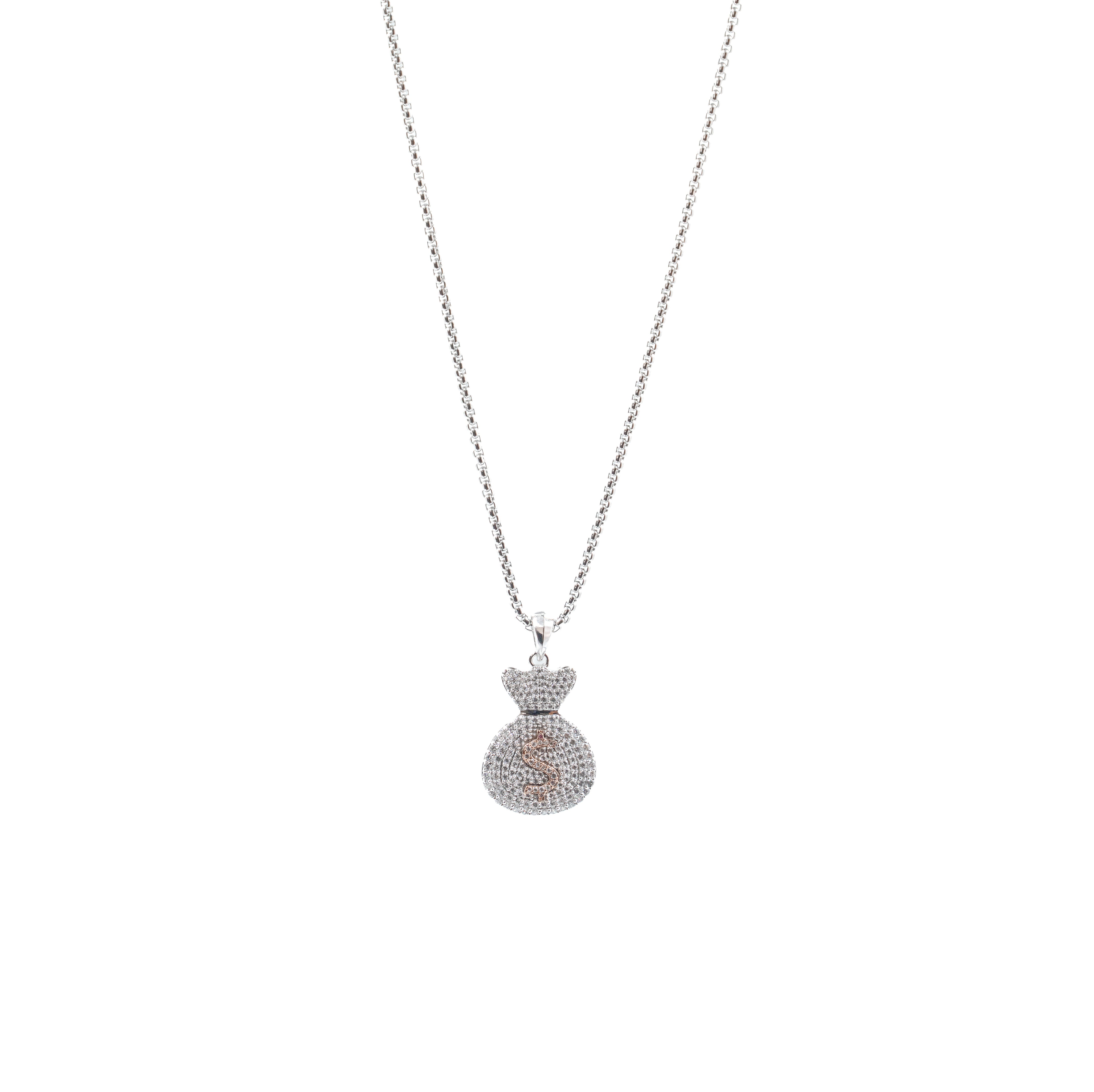 Hip hop-inspired Money Bag Pendant in silver.
Everyday bling: Money Bag Pendant in 925 sterling silver.
Stylish Money Bag Pendant with diamonds for ice jewelry fans.
Premium diamond-studded pendant for buy jewelry online lovers.